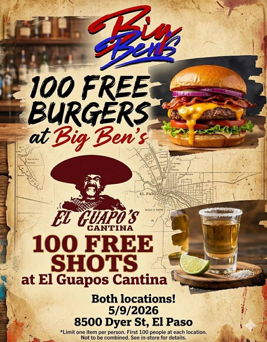 100 Free Burgers + 100 Free Shots